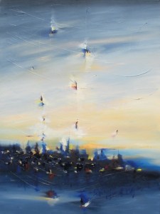 Spirit of Night 30" x 40" Abstract Oil Painting by Cynthia Ligeros