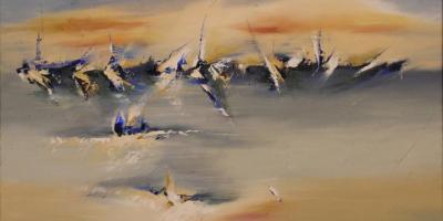 After the Rain 24" x 36" Abstract Oil Painting by Cynthia Ligeros