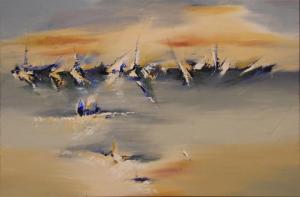 After the Rain 24" x 36" Abstract Oil Painting by Cynthia Ligeros