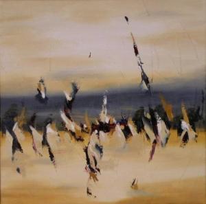 Autumn Light 20" x 20" Abstract Oil Painting by Cynthia Ligeros