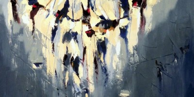 Blessing Moon 24" x 24" Abstract Oil Painting by Cynthia Ligeros