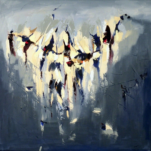 Blessing Moon 24" x 24" Abstract Oil Painting by Cynthia Ligeros