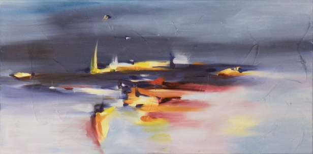 Breath of Light 12" x 24" Abstract Oil Painting by Cynthia Ligeros