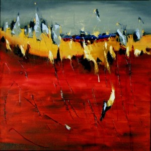 Embers 20″ x 20″ Abstract Oil Painting by Cynthia Ligeros