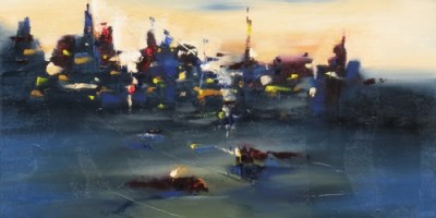 Evening's Breath 24" x 24" Abstract Oil Painting by Cynthia Ligeros