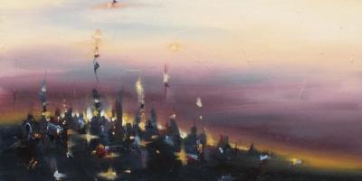 Flower Moon 24" x 24" Abstract Oil Painting by Cynthia Ligeros