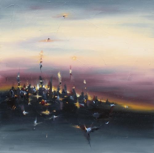 Flower Moon 24" x 24" Abstract Oil Painting by Cynthia Ligeros