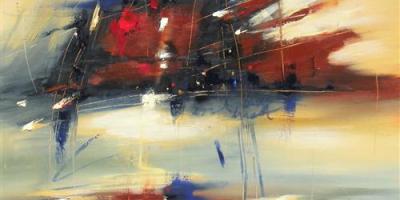 i carry your heart 24" x 24" Abstract Oil Painting by Cynthia Ligeros