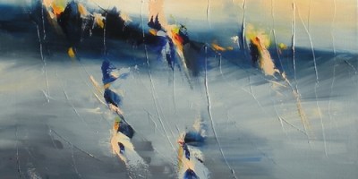 Moment of Twilight 18" x 18" Abstract Oil Painting by Cynthia Ligeros