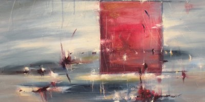 Moonlit Summer 24" x 36" Abstract Oil Painting by Cynthia Ligeros