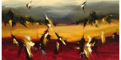 Past Horizons 32" x 32" Abstract Oil Painting by Cynthia Ligeros