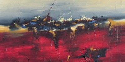 Penumbra Sunset 24″ x 24″ Abstract Oil Painting by Cynthia Ligeros