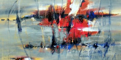 Silent Frost 24" x 24" Abstract Oil Painting by Cynthia Ligeros