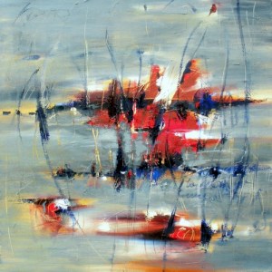 Silent Frost 24" x 24" Abstract Oil Painting by Cynthia Ligeros