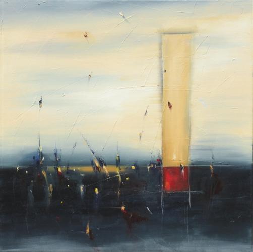 Synchronous 24" x 24" Abstract Oil Painting by Cynthia Ligeros