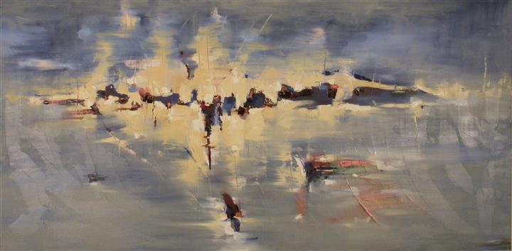 Vampyre Moon 24" x 48" Abstract Oil Painting by Cynthia Ligeros