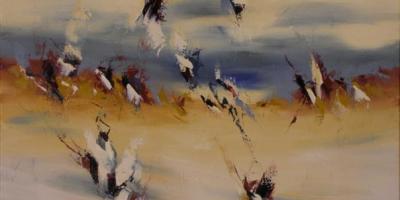 Wind Whispers 20" x 24" Abstract Oil Painting by Cynthia Ligeros
