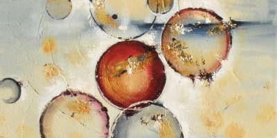 Silent Radiance 14" x 14" Abstract Oil and Gold Leaf by Cynthia Ligeros