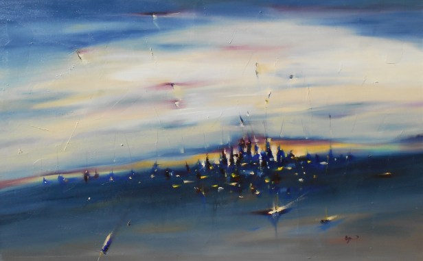 Between 30" x 48" Abstract Oil Painting